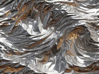 Smooth Unruffled Aluminum Foil Texture Background. AI Generative