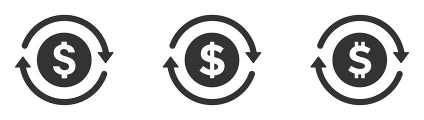 Refund money flat vector icons set