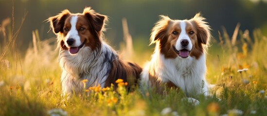 Duo canines in a field