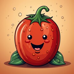 Obraz premium Cute Chili Floating , Cartoon, Icon Illustration