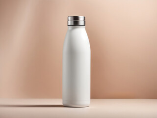 water bottle mockup on beige background. AI Generative