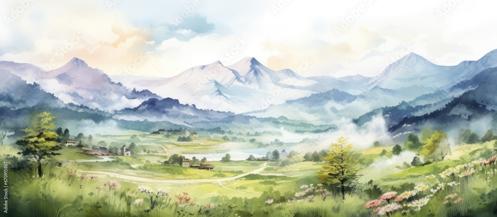 Poster creating watercolor art on canvas with a large artistic print featuring a modern and original acryli