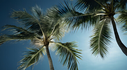 Fototapeta na wymiar palm tree in the sky ai generative