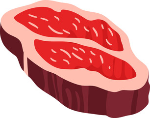 Fresh meat products pork meat bacon steak for grill or barbecue. Cartoon vector illustration.