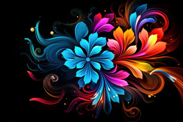 Beautiful abstract colorful flower design.Generative AI
