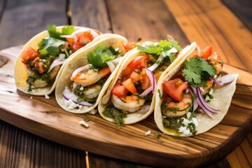 grilled shrimp tacos adorned with fresh cilantro