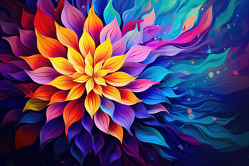 Beautiful abstract colorful flower design.Generative AI - obrazy, fototapety, plakaty