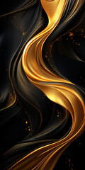 Obraz premium Abstract luxury black and gold wave background