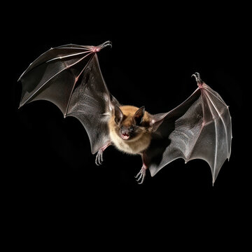 Bat in flight. Wing flap. Isolated transparent background .Generative AI