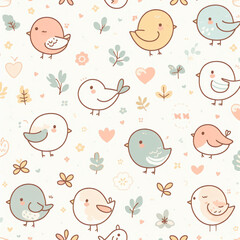 seamless birds pattern - Generative AI