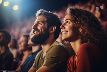 Fototapeta premium Happy Audience Diverse Audience Having Fun in a Theater or Cinema Performance