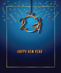 Fototapeta na wymiar 2024 Happy New Year background for your seasonal invitations, festive posters, greetings cards.
