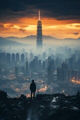 Modern skyline in a Chinese metropolis, Generative AI
