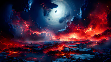 Apocalyptic abstract background with vivid colors. Destruction of the universe.