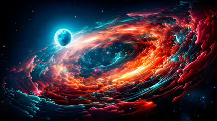 Apocalyptic abstract background with vivid colors. Destruction of the universe. - obrazy, fototapety, plakaty