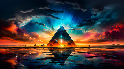 Pyramids in an apocalyptic background