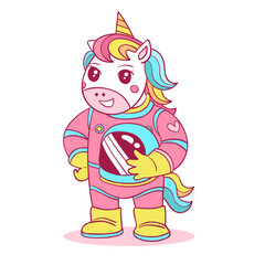 Cute Colorful Unicorn Astronaut
