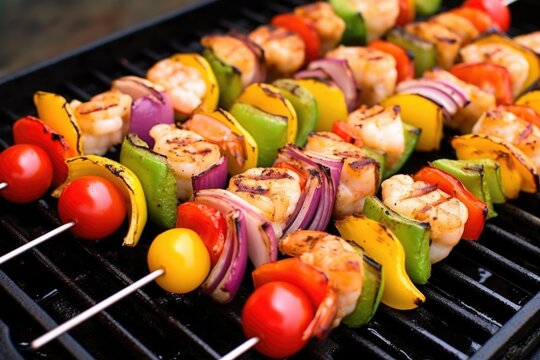 prepared shrimp kabobs with chili lime seasoning