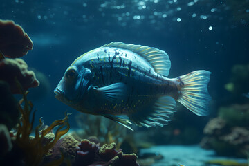 Fototapeta premium View of a beautiful fish in the ocean. 