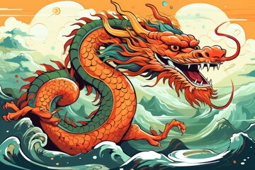 Obraz premium chinese dragon on the wall