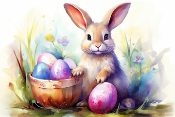 easter bunny with easter eggs