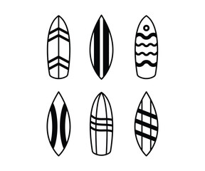 surfboard vector icon design simple black white for beach, wave, holiday, hawaii, summer element collections isolated