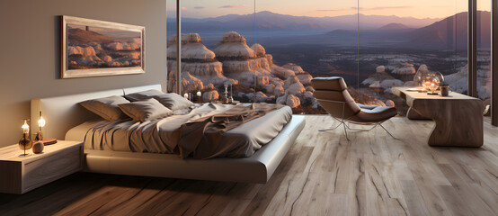 Modern bedroom in a scenic wilderness setting 2