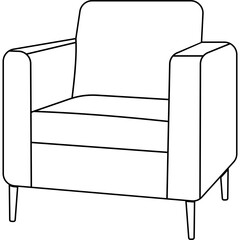 Armchairs Medium Sofa Modern Interior Furniture Line Art style PNG Transparent