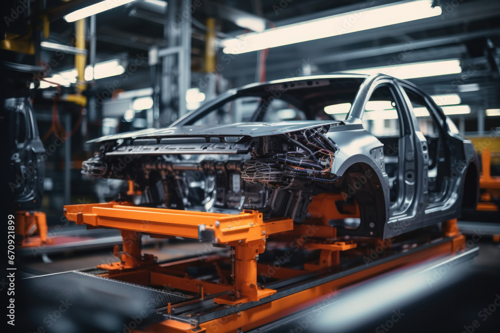 Aufkleber automated assembly line for robot manipulators for the production of high-tech electric vehicles run