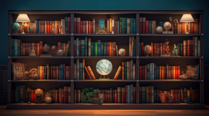 The bookshelf knowledge background.