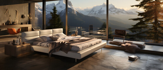Modern bedroom in a scenic wilderness setting 8