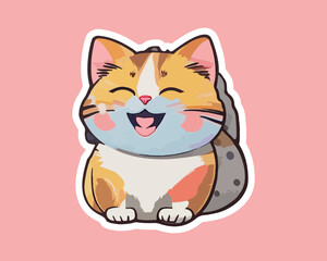 Cat sticker vector  animal cartoon design