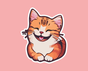 Obraz premium Cat sticker vector animal cartoon design