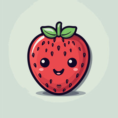 Strawberry. Strawberry hand-drawn comic illustration. Vector doodle style cartoon illustration.