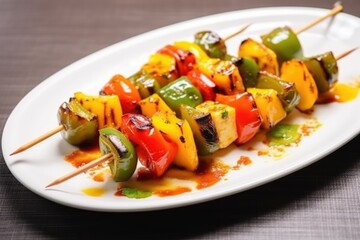 paneer and bell pepper skewer with chutney