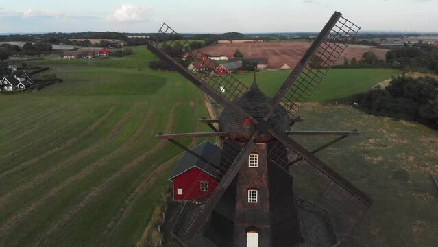 Aerial view of Br&auml;cke M&ouml;lla at Nyhamnsl&auml;ge during sunset, Sweden
