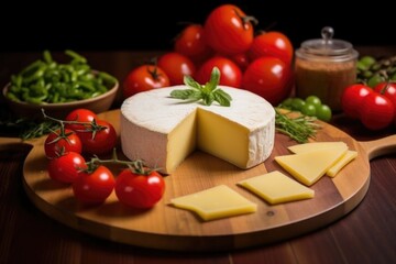 smoked gouda round on a cheese board
