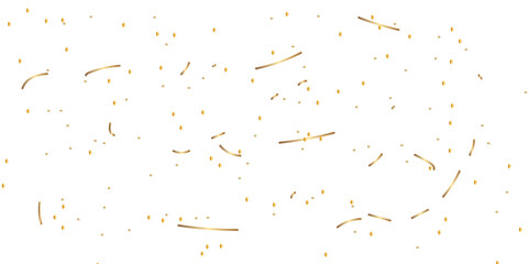 Abstract doted and confetti golden glitter particles splatter on transparent background. Luxury golden glitter confetti that floats down falling bokeh celebration background. 