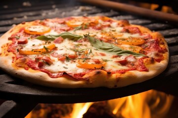 smoky wood-fired pizza crust closeup shot