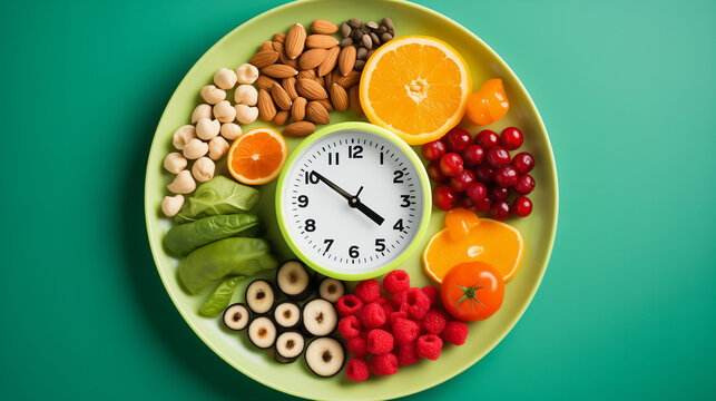 a close up shot of a colorful plate filled with a variety of healthy and nutritious food items such as fruits, vegetables, whole grains, and lean proteins