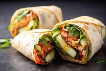 bbq veggie wraps in paper, ready for takeaway