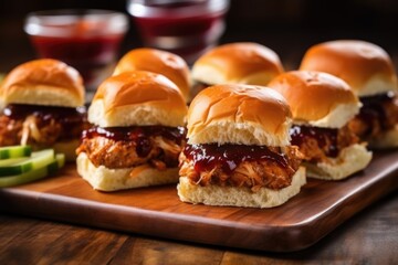 sliders with testy bbq sauce clearly visible