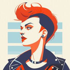 Vector illustration of a punk feminist woman