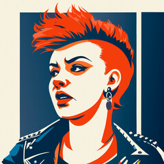 Vector illustration of a punk feminist woman