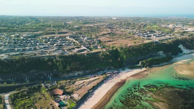 Abandoned Resorts Beach in Bali with Turquoise Waters and View over Tebing Pandawa