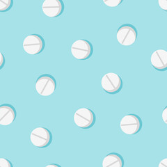 Seamless pattern with pills and capsules. Vector illustration, medicine background, texture.