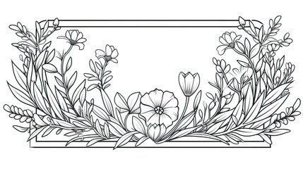  floral rectangle frame white background