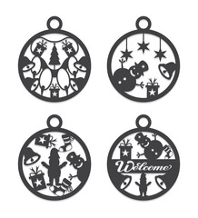 christmas ornament decoration vector collection with christmas ball flat design