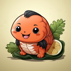 Cute Sushi Salmon , Cartoon, Icon Illustration