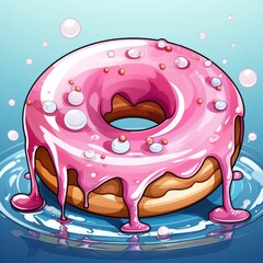 Donut Melted Floating , Cartoon, Icon Illustration